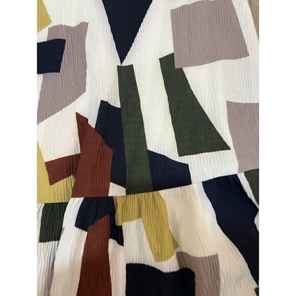 Anthropologie Sunday In Brooklyn Dress Size Small Flounced Geometric Crepe - Picture 5 of 8